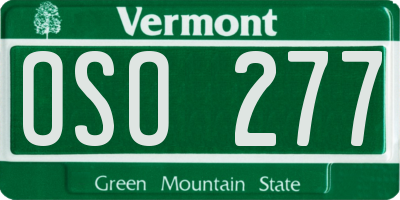 VT license plate OSO277