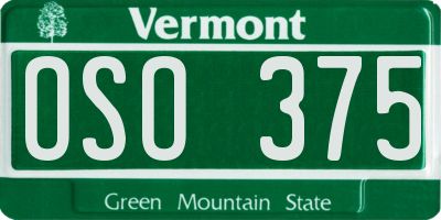 VT license plate OSO375