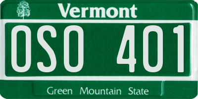 VT license plate OSO401