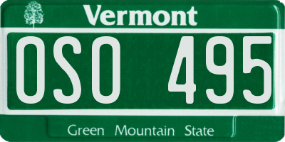 VT license plate OSO495