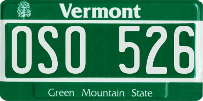 VT license plate OSO526