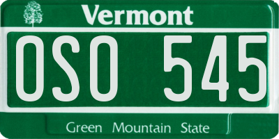 VT license plate OSO545