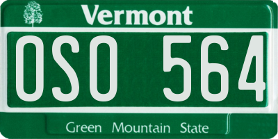 VT license plate OSO564