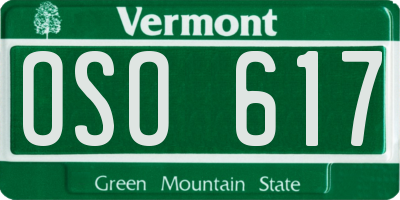 VT license plate OSO617