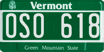 VT license plate OSO618