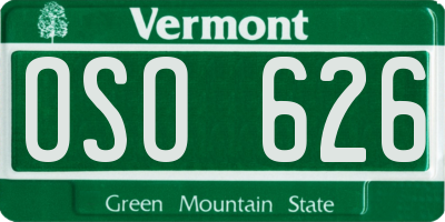 VT license plate OSO626