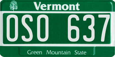 VT license plate OSO637