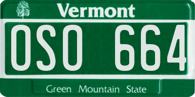VT license plate OSO664