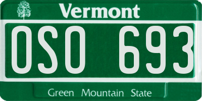 VT license plate OSO693