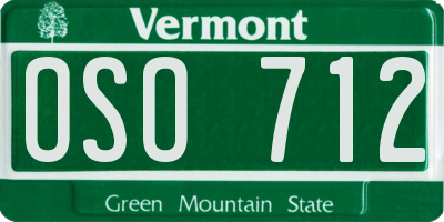 VT license plate OSO712