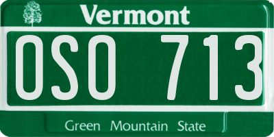 VT license plate OSO713