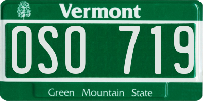 VT license plate OSO719