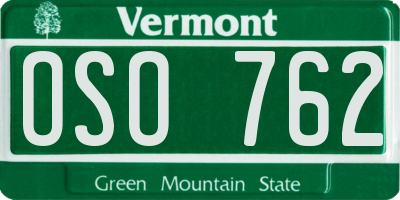 VT license plate OSO762