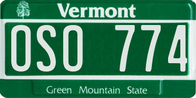 VT license plate OSO774