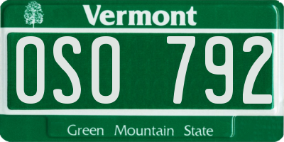 VT license plate OSO792