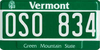 VT license plate OSO834