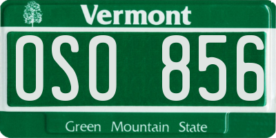 VT license plate OSO856