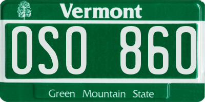 VT license plate OSO860