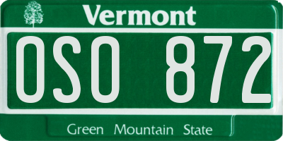 VT license plate OSO872