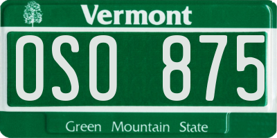 VT license plate OSO875