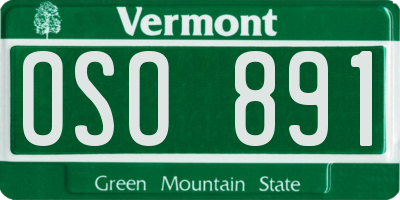 VT license plate OSO891