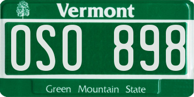 VT license plate OSO898