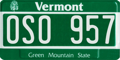 VT license plate OSO957