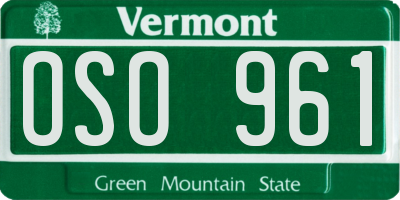 VT license plate OSO961