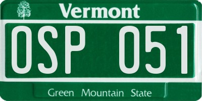 VT license plate OSP051