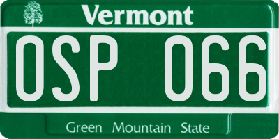 VT license plate OSP066