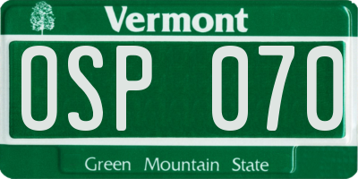 VT license plate OSP070