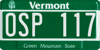 VT license plate OSP117