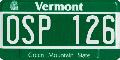 VT license plate OSP126
