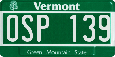 VT license plate OSP139