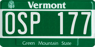 VT license plate OSP177