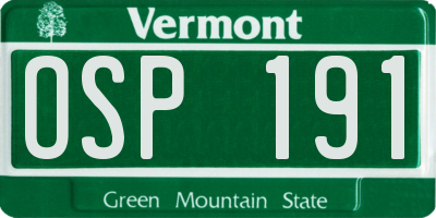 VT license plate OSP191