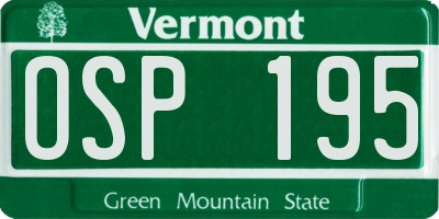 VT license plate OSP195
