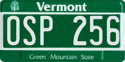 VT license plate OSP256