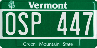 VT license plate OSP447