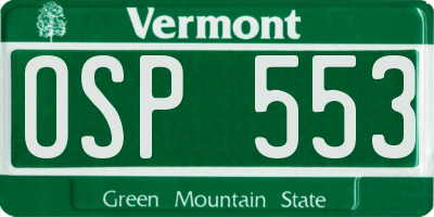 VT license plate OSP553