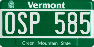 VT license plate OSP585