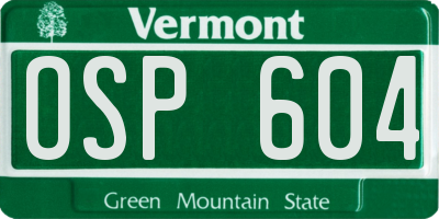VT license plate OSP604