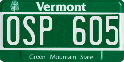 VT license plate OSP605
