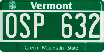 VT license plate OSP632