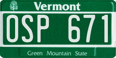 VT license plate OSP671