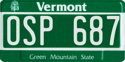 VT license plate OSP687