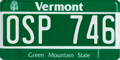 VT license plate OSP746