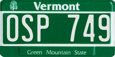 VT license plate OSP749