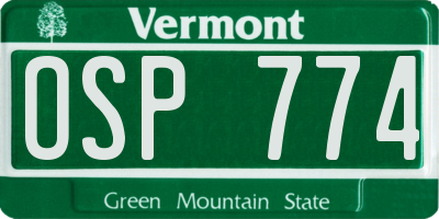 VT license plate OSP774