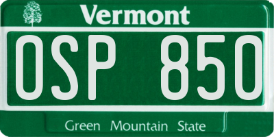 VT license plate OSP850